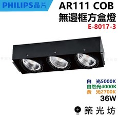 築光坊 AR111 COB 無邊 方盒燈 崁燈 黑 E-8017-3 燈具 36W, 1個, E-8017-3 36W,2700K 黃光