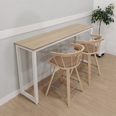 푸른숲가구 오크hpm 홈바테이블 자작원목 아일랜드 식탁 카페 창가 테이블, 1200x350, 950mm홈바높이, 화이트다리