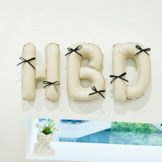 연지마켓 HBD 생일 알파벳 풍선 발레코어 리본 하트풍선 세트, 1개, HBD 크림