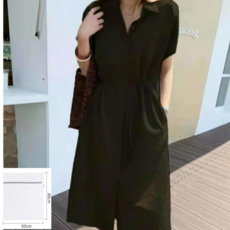 女款亞麻襯衫連身裙