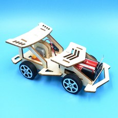 臺灣熱銷 博燃科敎木質益智科敎玩具diy小製作材料包兒童手工模型科學玩具, 電動賽車材料包, 1個