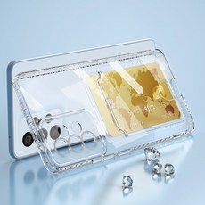 갤럭시 실리콘 투명 휴대폰 케이스 카드 슬롯 충격 방지 커버 A55 A15 A25 A35 A54 A34 A14 A24 A53 A33 A13 A73 A52 A05S, Galaxy A35, 클리어