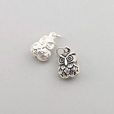 비즈톡 [SVP-23-14]순은펜던트 실버925 부엉이방울 9x14mm+O링 (안쪽에 구슬이 들어 있어요) 1개