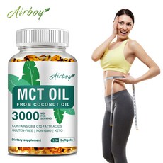 Airboy MCT Oil 3000mg 來自椰子油 無麩質 無GMO 生酮, 60組