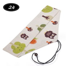 日式和風餐具收納袋，綁繩設計刀叉湯匙環保餐具袋，臺灣現貨快速出貨交換禮物推薦, 1個, 橫開綁繩款, 貓頭鷹森林