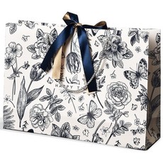 플라워 패턴 웨딩 답례품 선물 리본 종이 쇼핑백 10매, 레터링