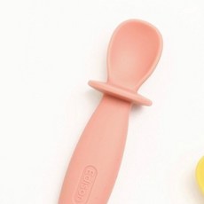 Edison 嬰幼兒矽膠輔食湯匙餐具 - 藍色 粉色 黃色安全學習餐具, 1個