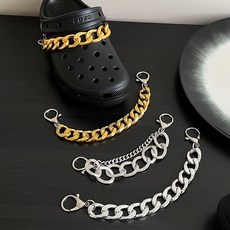 洞洞鞋DIY配飾：朋克風鞋鏈、可拆卸柳釘珍珠金屬鏈條鞋扣、運動拖鞋裝飾扣配件