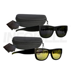 [TV홈쇼핑정품 인포벨]독일 썬폭스 안경위에쓰는 선글라스 UV 자외선차단 낚시 골프 등산 편광 썬글라스, 블랙 + 옐로, 1개