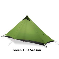 1인용 캠핑 텐트 Lanshan 2 3f ul 기어 인 1 야외 초경량 3 시즌 4 전문 15d silnylon rodless tent, Green 1P 3 Season