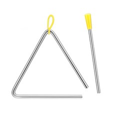 TVETE 트라이앵글 악기 장난감 작은 미니 약 10CM 4인치 타악기 금속 어린이 교육완구 어린이용 심플 음악 계몽 리듬 황색 삼각 소형 삼각철강봉 예술적 리스닝 연습 간단 선명