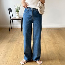 잇진 여성 빅사이즈 베이직 하이웨스트 롱 와이드 일자 청바지