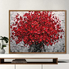 【TangZhen】유화그리기 유화그리기세트 diy 디지털 유화 가방 우편 거실 성인 어린이 손으로 채색 유채화 수제 장식 창문 앞 풍경, 50*65 이너 2.5cm 두께, 2096 빨갛다, 1개