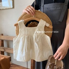 小不點兒 女童無袖背心上衣夏季新品韓系可愛簡約款純棉