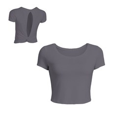 GYM 時尚後背扭結運動上衣 女 短袖 健身瑜珈服