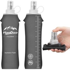 유연한 러닝 병 2개 세트 500ml17oz 접이식 BPAPVC 무료 소프트 플라스크 수분 공급 조끼 및 팩용 누수 방지 포켓 조깅 하이킹 자전거 타기 암벽 등반용 319168, 갈색