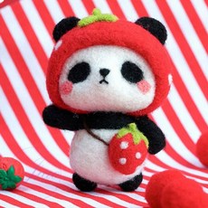 지아오 DIY 동물친구 양모펠트 키트 딸기팬더 양모니들펠트 인형만들기키트