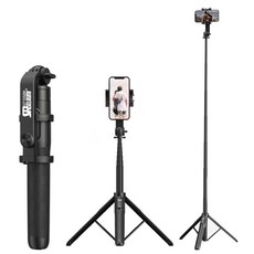 셀루미 155cm 롱레인지 무선 블루투스 올인원 삼각대 셀카봉, SEL-GT1550M, 블랙, 1세트