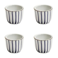 중국 고량주잔 15ml 도자기 빼갈잔, 4개, 블루라인