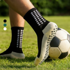 논슬립 러닝 축구 남성 중목 스포츠 양말 3켤래 세트, 3개, 화이트+블랙+그린