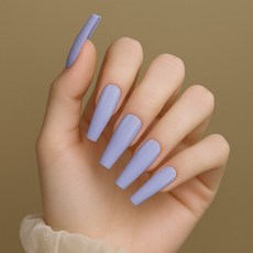 발레리나 롱네일 원컬러 인조손톱 네일팁 +양면테이프글루, 1개, 05_라일락 반무광 발레리나쉐입