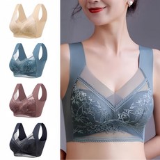 Montheria 편안한 패드일체형 심리스 레이스 노와이어브라 4세트 D12-02