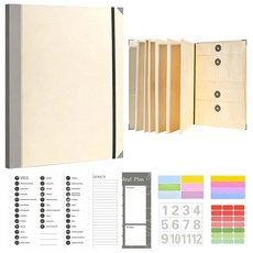 루베이 아코디언 파일 12칸 파일철 A4 정리 도큐먼트 화일 학교/문서실/사무실, 카키, 1개