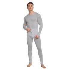 Viamulion 남성용 퓨어 멀베리 실크 니트 보온 속옷 상의(상의만 해당) 회색. 스몰_154743, XL_154743, 회색