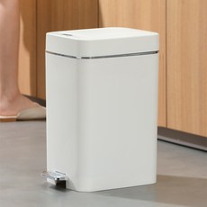 KDNC 발판을 눌러 한 번에 열리는 양쪽 개폐 대용량 쓰레기통, 화이트