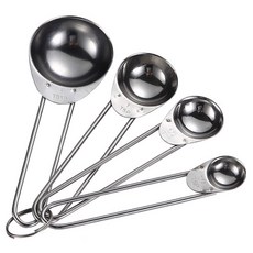 喚 HUAN 不銹鋼量杯 量匙 四件組，多種規格不鏽鋼烘焙用具套裝，精準量測，輕鬆烘焙, 1個, 銀色｜量匙4件組