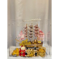 一帆風順大船入港/ 有錢花帆船 /開幕 晉升節慶禮首選, 20張佰鈔製作, 木質船