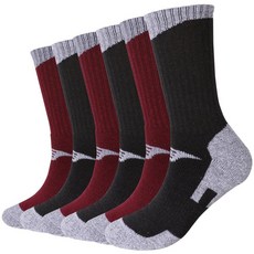 EnerWear 여성용 및 남성용 메리노 울 아웃도어 하이킹 트레일 크루 양말 4쌍 세트 다크 퍼플/블랙 스트라이프/멀티 9-11, 와인/블랙