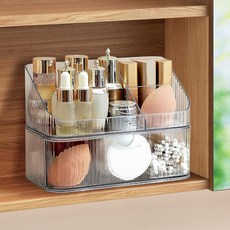 (100% 미국 정식 수입) 약 캐비닛 정리함 2단 쌓을 수 있는 메이크업 오거나이저 탈착식 칸막이 욕실 거울 보관함 서랍 1개와 트레이 1개 벽 캐비닛 옷장 화장, (100% 미국 정식 수입) 약 캐비닛 정리함 2단,