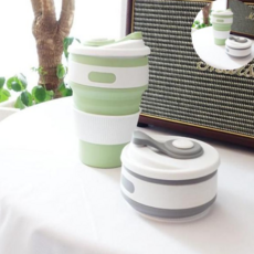 미니컵 실리콘 휴대용 물컵 접이식 자바라 텀블러, 그레이, 1개, 그레이