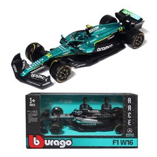 브라고 1:43 F1 레이싱카 다이캐스트 모형 종이케이스, 1개, 메르세데스 W16 63번