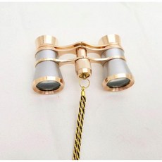 오페라글라스 뮤지컬 망원경 휴대용 복고풍 콘서트 확대경, 골드+은회색+체인