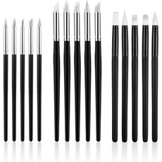 15개 실리콘 페인트 브러시 검은색 점토 조각 도구 유연한 컬러 셰이퍼 DIY 수공예 도자기 아트워크용 고무 펜3mm5mm8mm, 15개 실리콘 페인트 브러시 검은색 점토 조각 도구 유