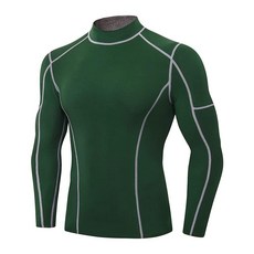 남성용 압박 셔츠 긴소매 운동용 상의 체육관 언더셔츠 액티브 스포츠 베이스레이어 2-블랙 180063, 다크 그린 G 2개