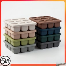 【臺灣出貨】[韓國製造] 鉑金矽膠立方體托盤嬰兒食品儲存容器冰塊機-奢尚匯品, 1個, M 尺寸 -9cubes,- 深綠色