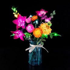 BrickSoul Leg0 10342 Botanicals 프리티 핑크 플라워 부케 빌딩 세트 용 LED 조명 키트, BrickSoul Leg0 10342 Botanical