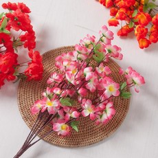 [3+1] 매화 성묘 조화 꽃 왕부쉬 50cm 5컬러 추모 납골당 산소 묘지 장식 소품 수목장, 핫핑크