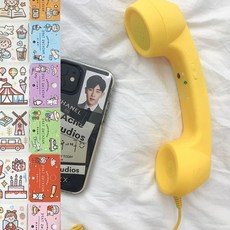 선물 부모님 레트로 전화기 수화기 감성 청취기 핸드폰, V. 옐로우