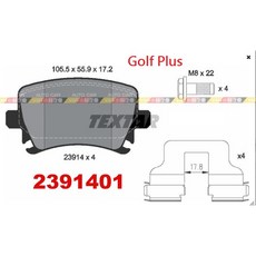 VAG小賴汽車 德國Textar Golf Plus 後 煞車皮 來令片 2391401 全新, 1個