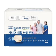 애니릴리프 남녀공용 시니어 안심 팬티 성저귀 베이지 중형 20매입 4개, 20개입