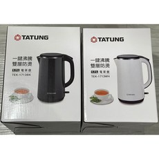 TATUNG 大同 1.7公升 雙層防燙電茶壺 - 白色/黑色 (TEK-1713WH/TEK-1713BK) 快煮壺, 黑色