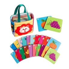 嬰兒黑白卡布書 視覺激發 寶寶早教認知卡 紅黑卡 彩色卡玩具 可咬 新生兒追視卡片, 【9-36個月】彩色布藝卡+精美手提包, 彩色, 1套