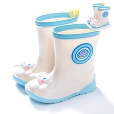 장화 시나모롤 입체 페이스 화이트 레인부츠