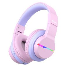 키즈 헤드폰 85시간 재생 고속충전 블루투스 5.2 어린이 LED 헤드셋 온라인수업 여행용, 아-블라썸 핑크
