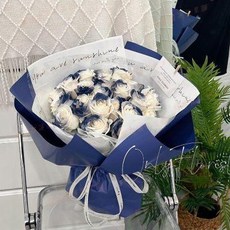 七夕情人節禮物 香皂花束 馬耳他藍, 1個, 馬耳他藍9支送賀卡+燈串+禮袋