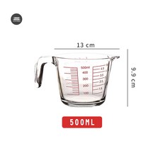 麥焙 耐熱玻璃量杯 附柄量杯 奶泡杯 咖啡量杯 透明量杯 多功能量杯 刻度杯 烘焙用具, 1個, 500ML